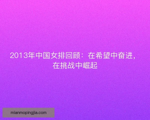 2013年中国女排回顾：在希望中奋进，在挑战中崛起