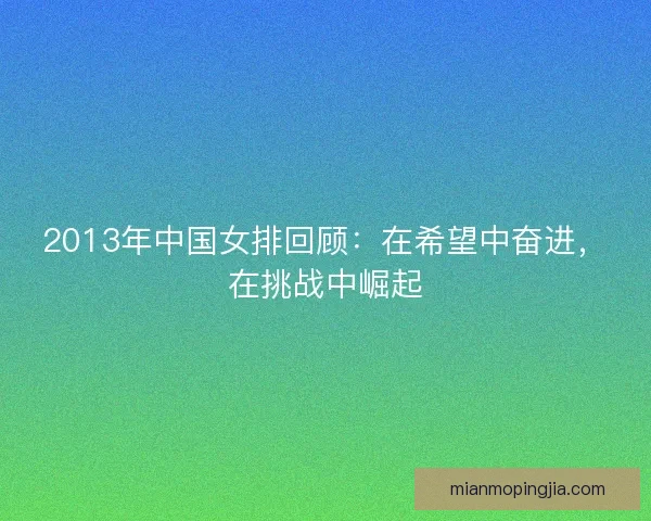2013年中国女排回顾：在希望中奋进，在挑战中崛起
