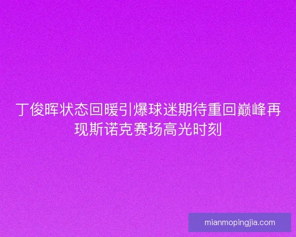 丁俊晖状态回暖引爆球迷期待重回巅峰再现斯诺克赛场高光时刻